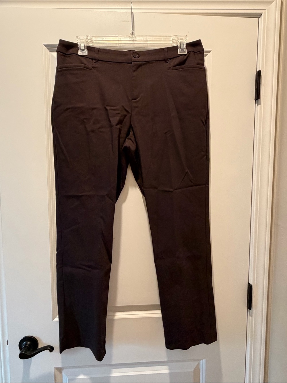 CJ Banks Dark Brown Straight-Leg Dress Pants